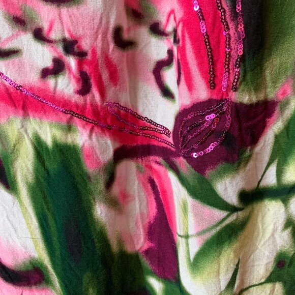 DESIGUAL - Black with pink green Floral prints + sequins - maxi dress size 42 - Picture 7 of 11